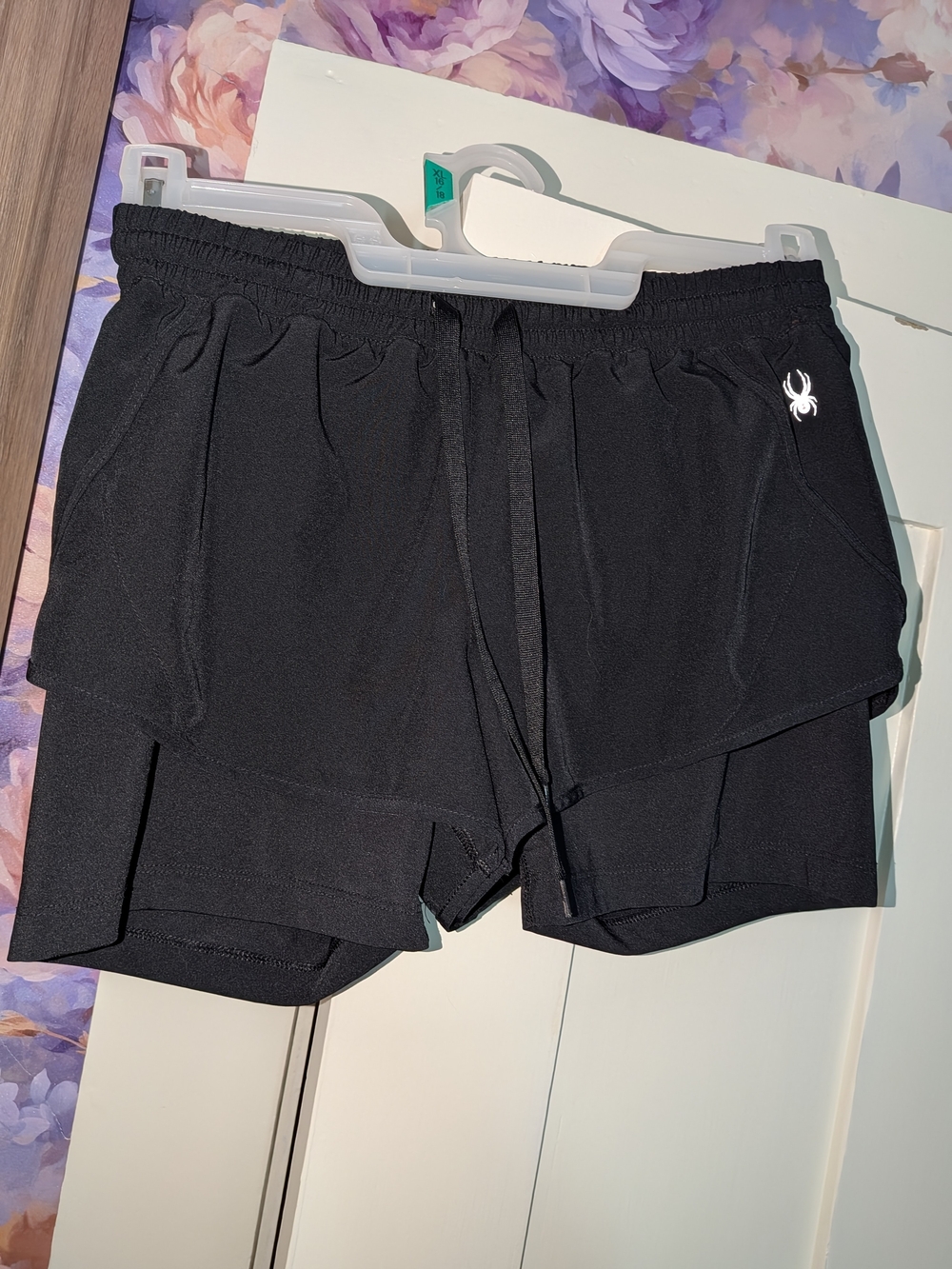 Spyder Women’s Black Layered Athletic Shorts with Inner Liner